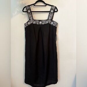 Style & Co womens Embroidered Black Linen Dress Size 10!